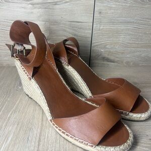 Vince Camuto Brown Leather Espadrille Wedges